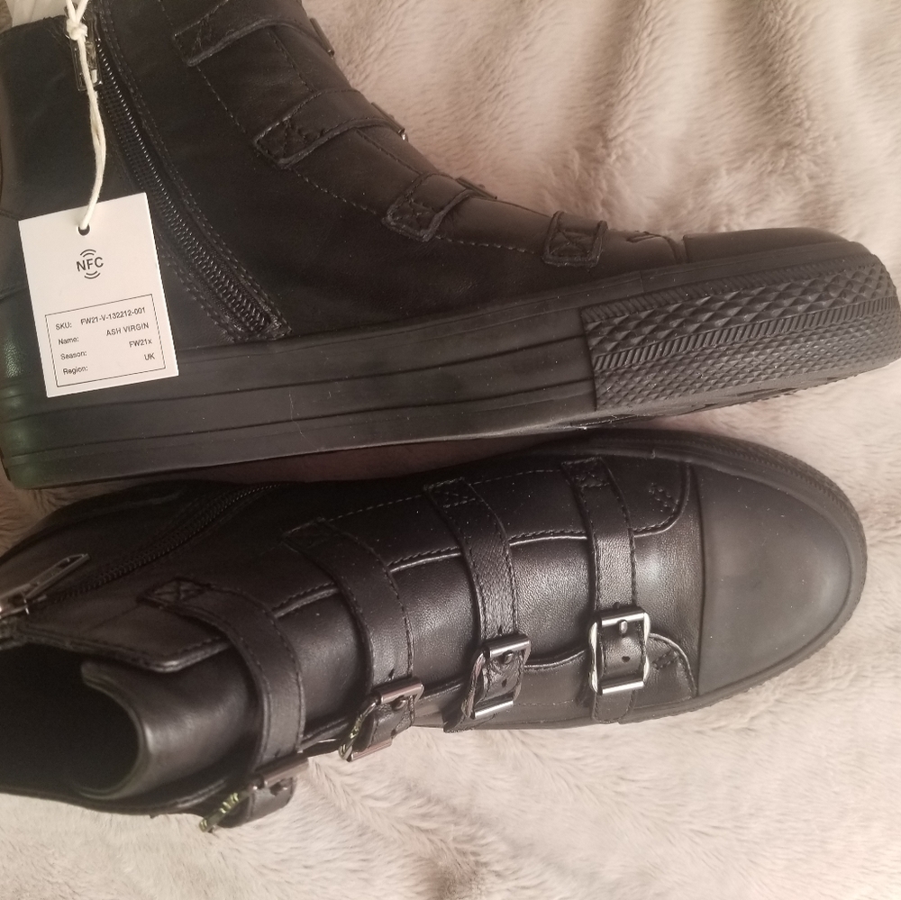 - ❤️Ash authentic women's leather black sneakers rare!!!NWT with black har…